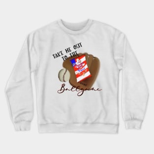 Take me out to the Ballgame, Peanuts and Crackerjacks Baseball Glove, Baseball Design Crewneck Sweatshirt